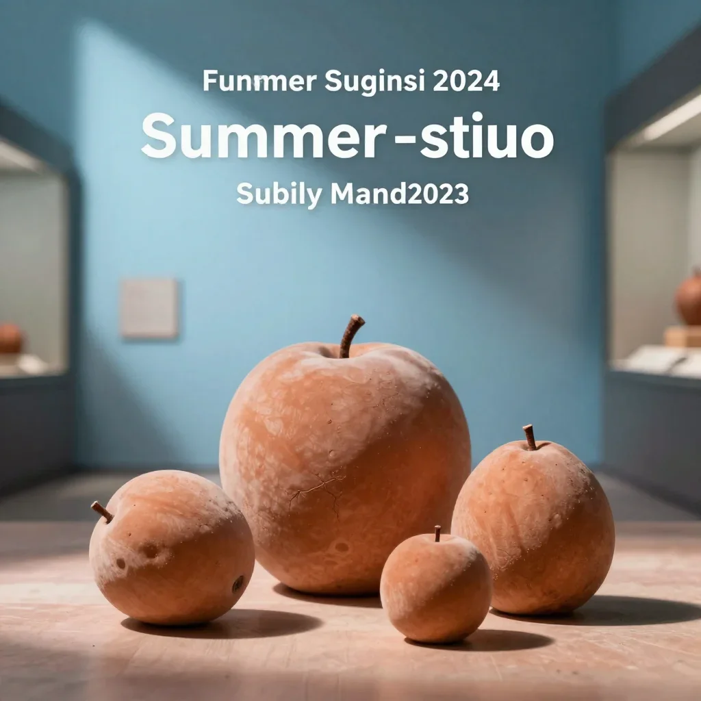 a summer stone-fruit still life in cool museum light, refined editorial travel photography, shallow depth of field, terr