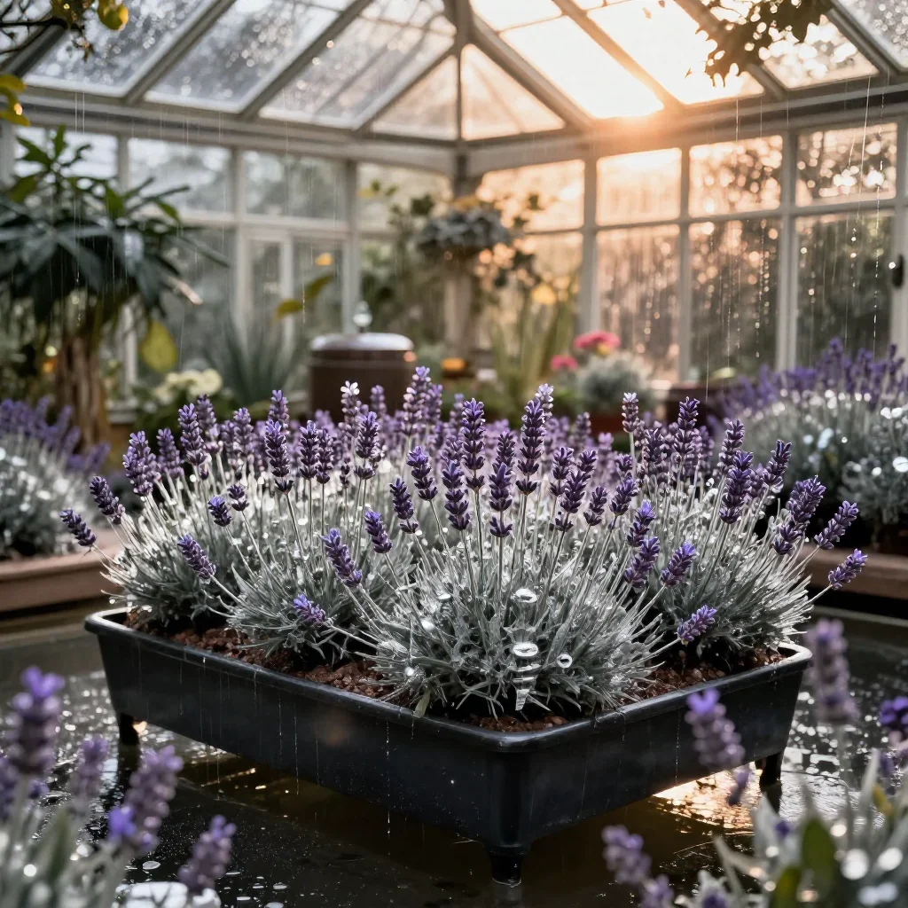a floating botanical conservatory after warm summer rain, refined editorial travel photography, atmospheric depth, laven