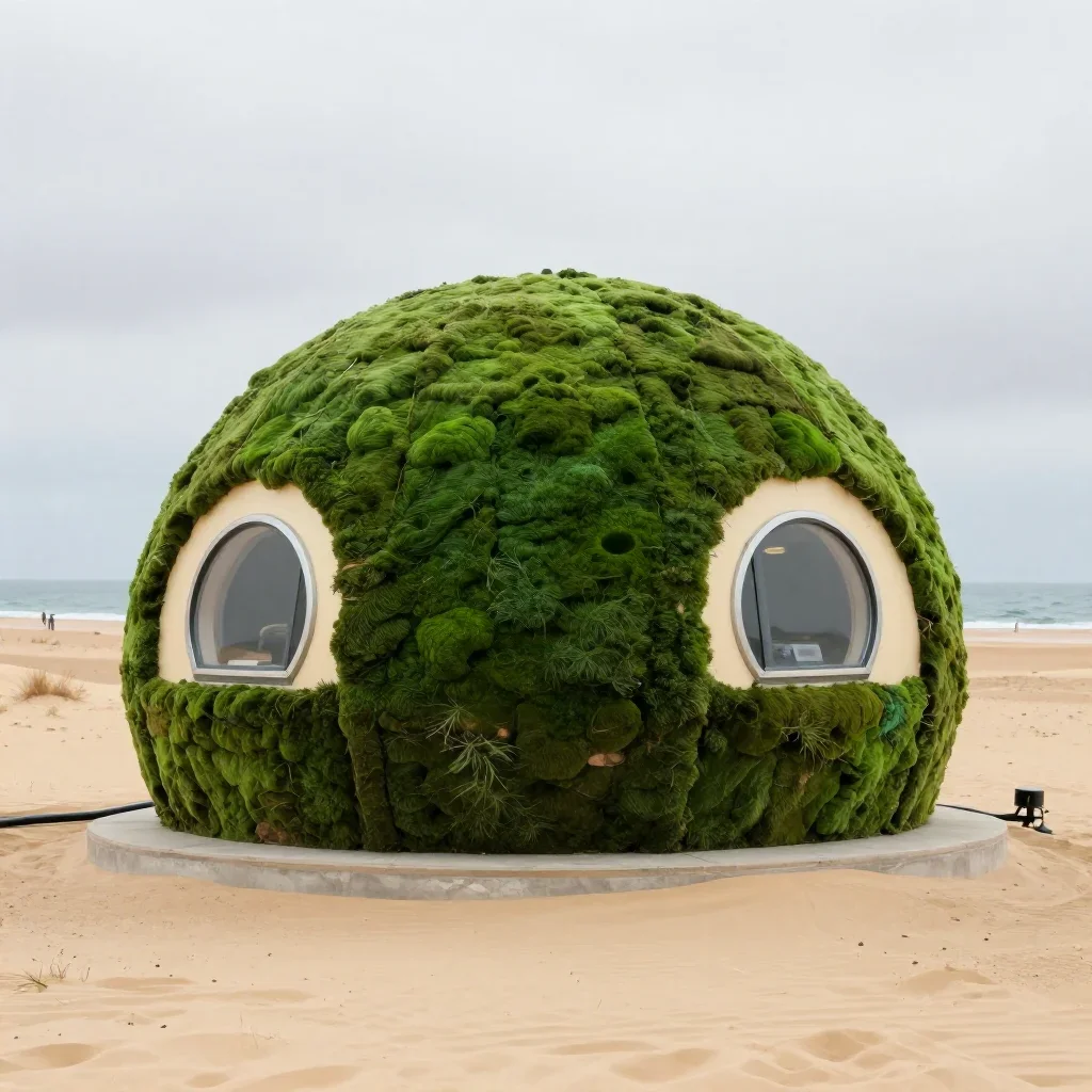 a desert research station under overcast coastal light, high-end design magazine photography, crisp material detail, mos