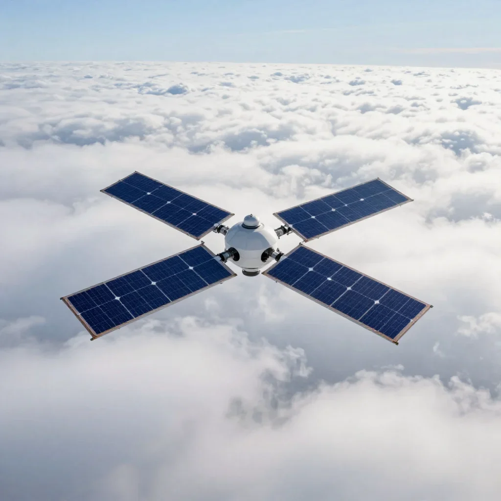 a solar sail above cloud layers in crisp winter sunlight, high-end design magazine photography, clean natural textures,