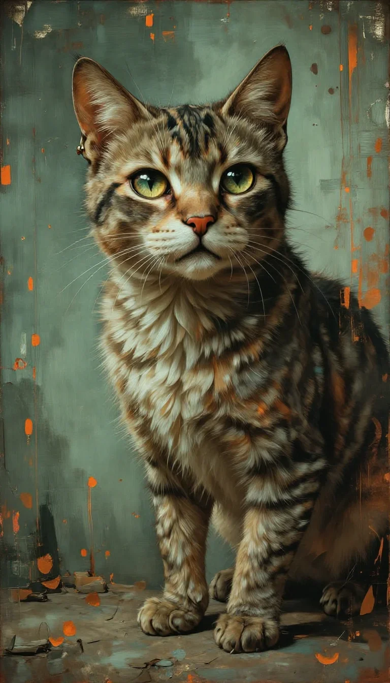 a feline-featured model with gold ear cuffs in a low lunge with a lifted chin, in a smoke-lit photo studio, Renaissance 