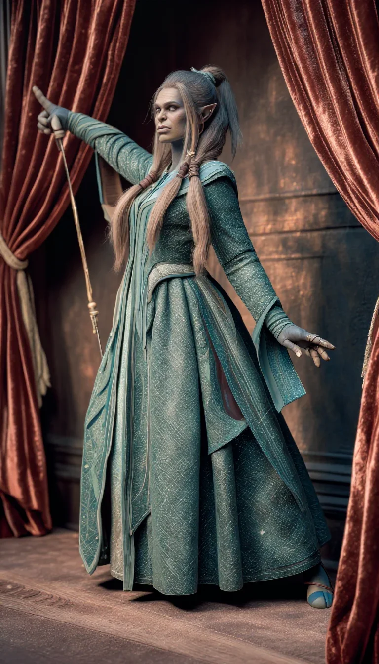 a sorceress in a star-lit midnight cloak in a graceful contrapposto pose, in a velvet-curtained boudoir, soft-grain anal