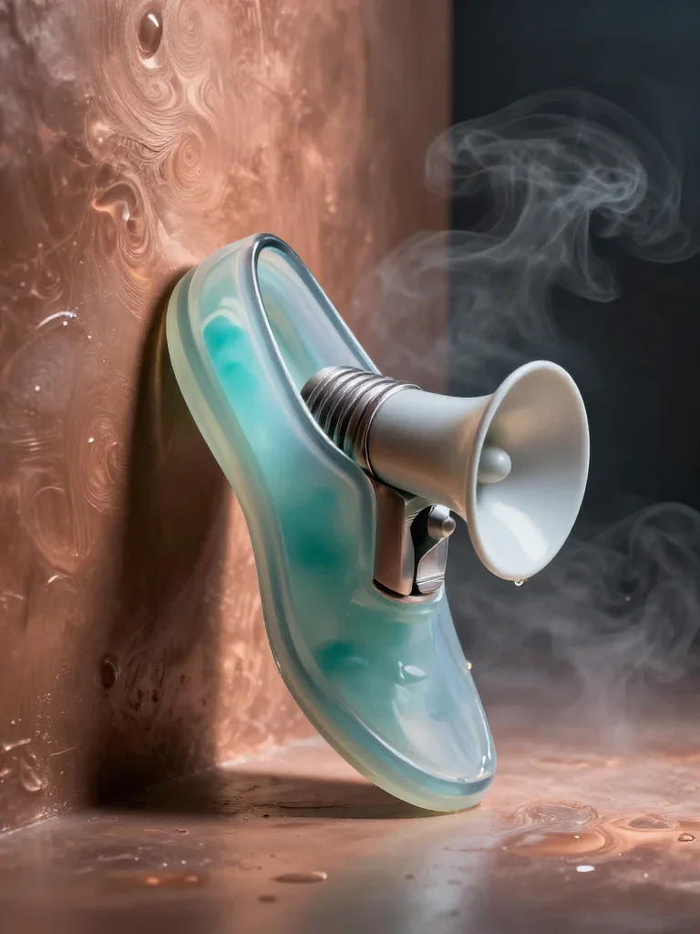 a siren at the waterline in a translucent slip in a wind-swept lean against a wall, in a smoke-lit photo studio, bold He
