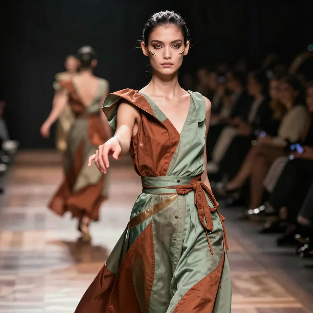 a couture catwalk muse with razor cheekbones in a gentle reach toward the lens, on a midnight dance floor, editorial gla