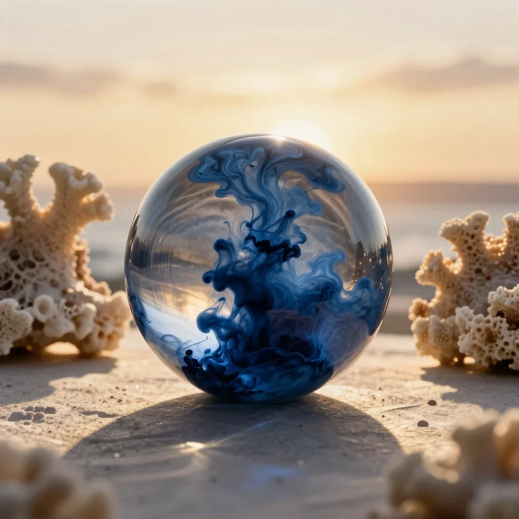 a fluid marble and ink composition during golden hour, museum-quality still-life photography, clean natural textures, co