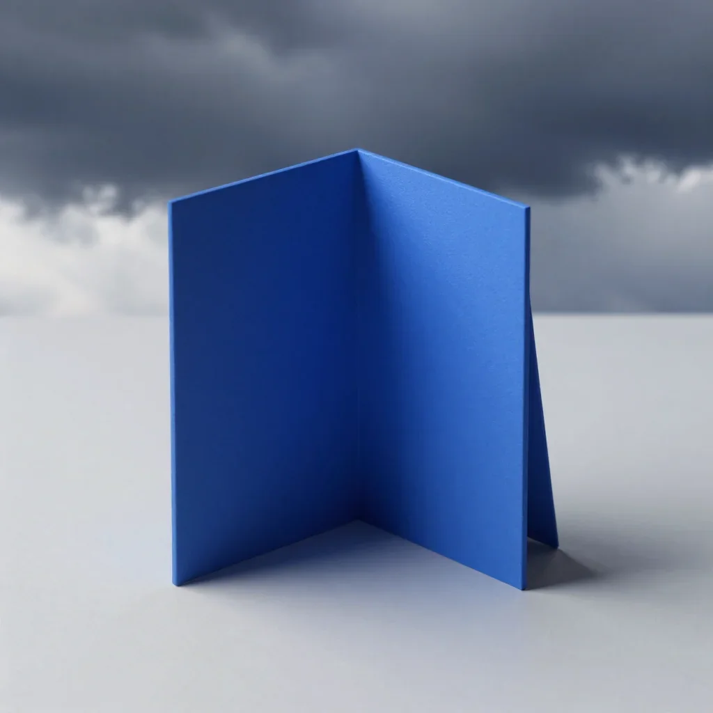 a geometric study of folded shadows after a distant thunderstorm, minimal geometric 3D art, atmospheric depth, cobalt an