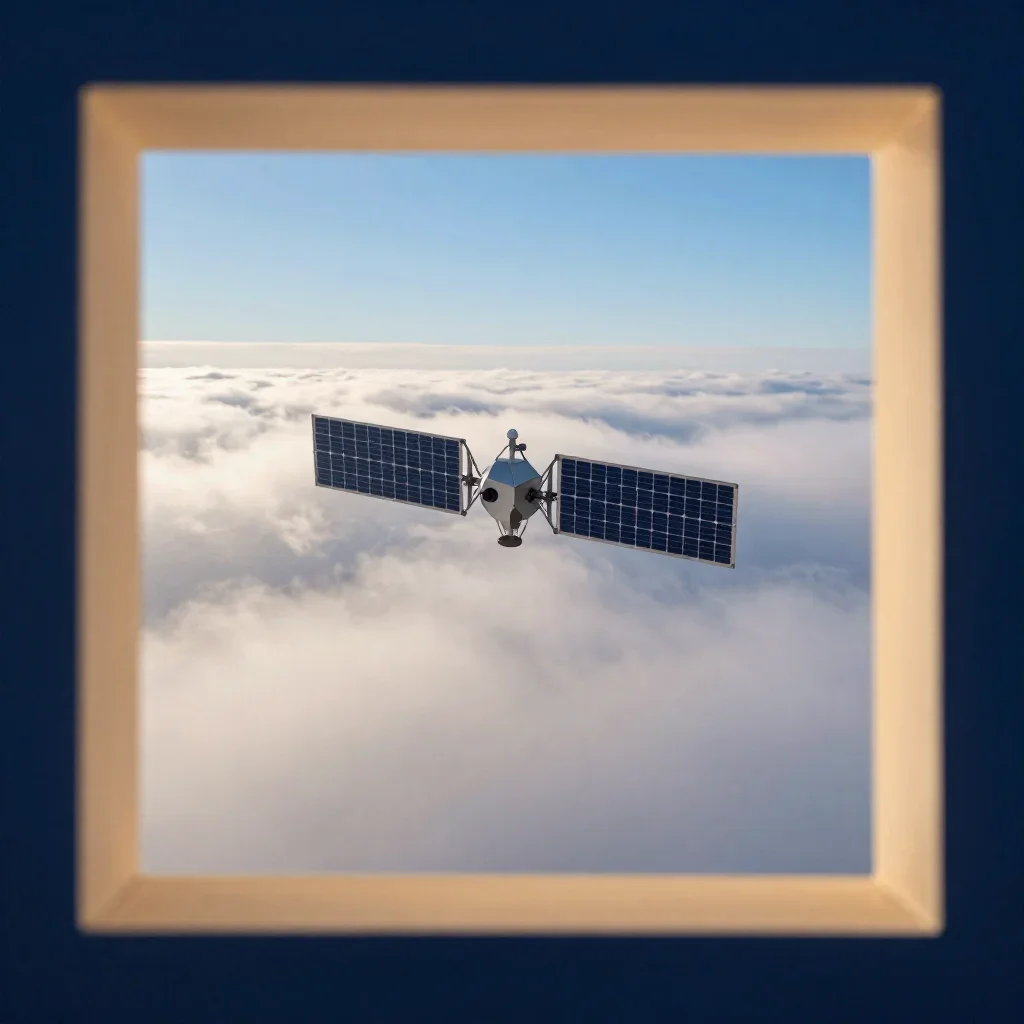 a solar sail above cloud layers in early spring mist, museum-quality still-life photography, layered foreground framing,
